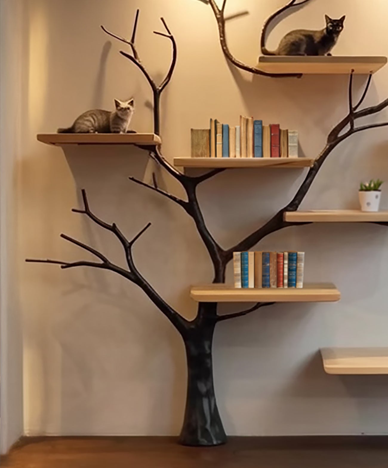 Rustic Solid Wood Cat Tree – Handmade Large Cat Tower Stand, Natural Cat Furniture for Play & Decor