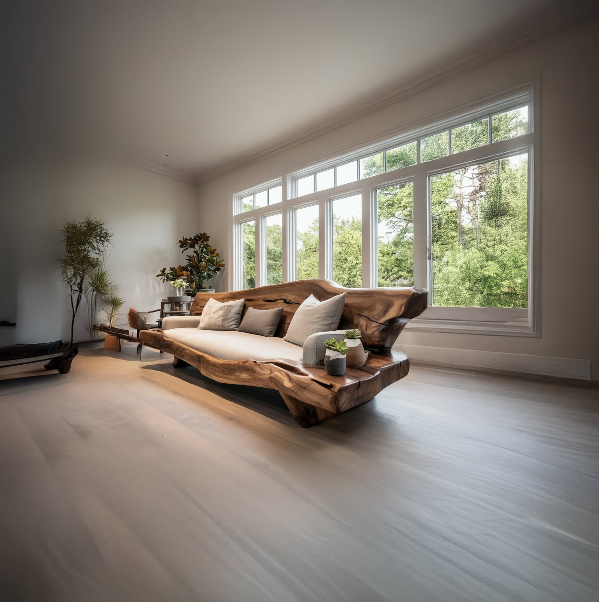 Organische Sculpturale Houten Bank – Handgemaakt Natuur Rand Design