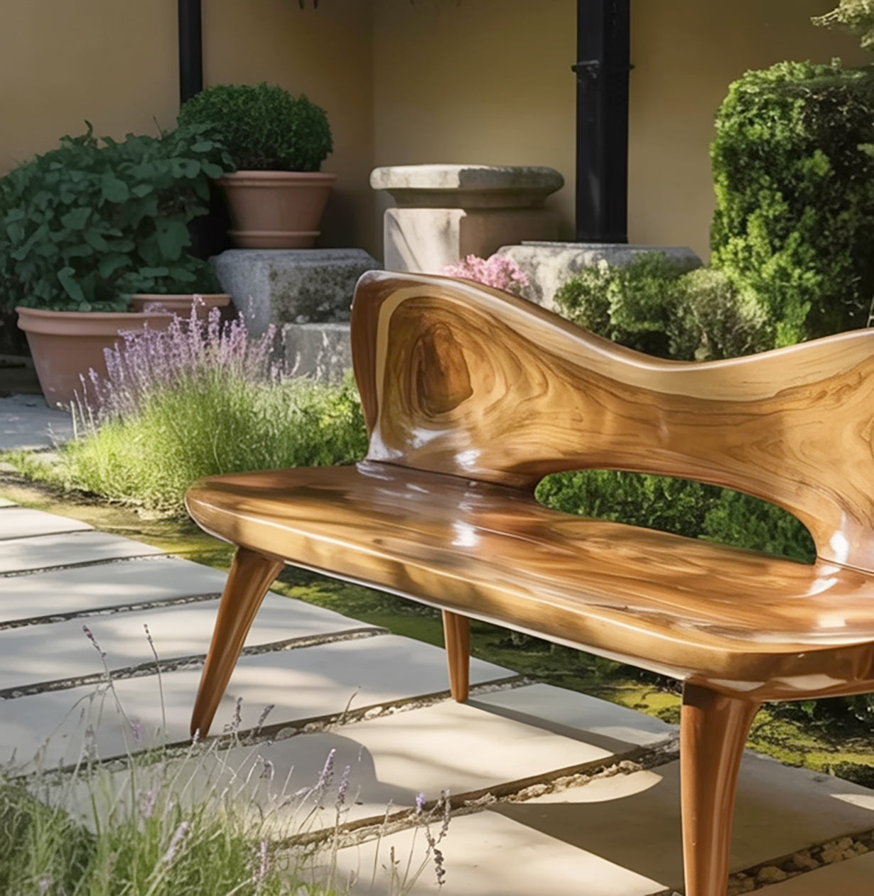 Handgemaakte Buitenbank van Massief Hout – Rustieke Tuinbank