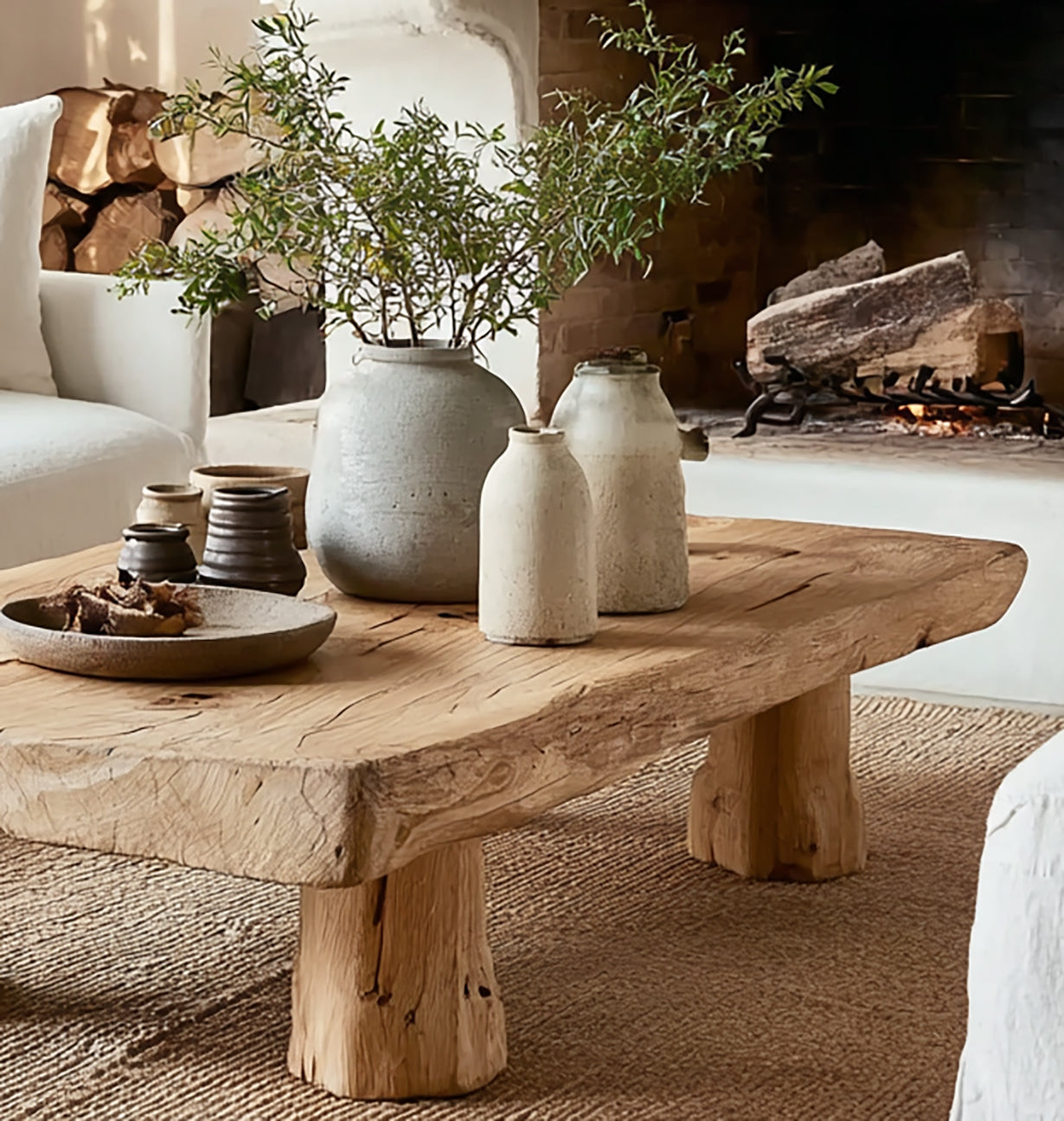 Handcrafted Live Edge Wood Coffee Table – Organic Rustic Home Decor