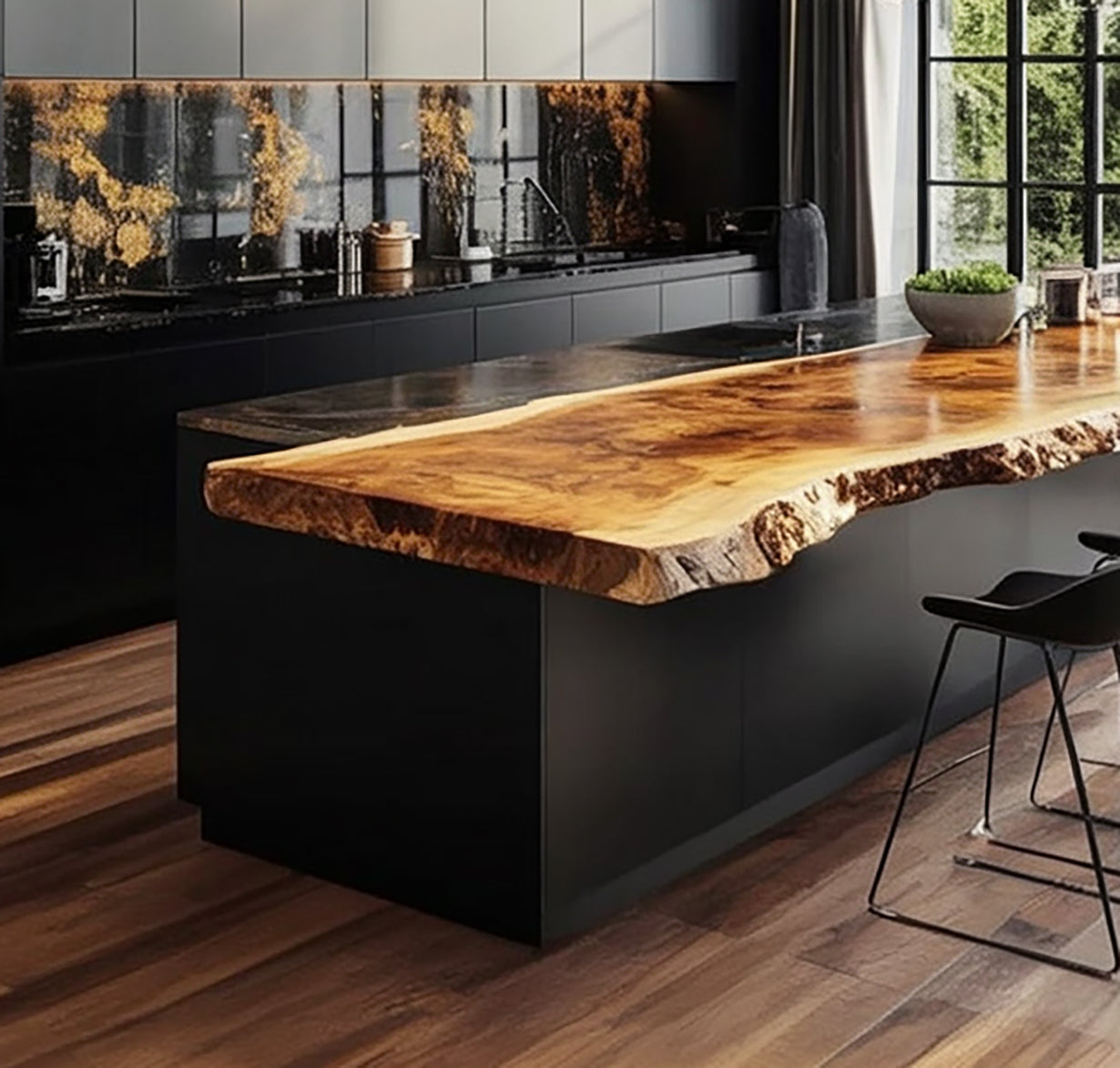 Handcrafted Live Edge Wood Kitchen Island Top – Scandinavian Rustic