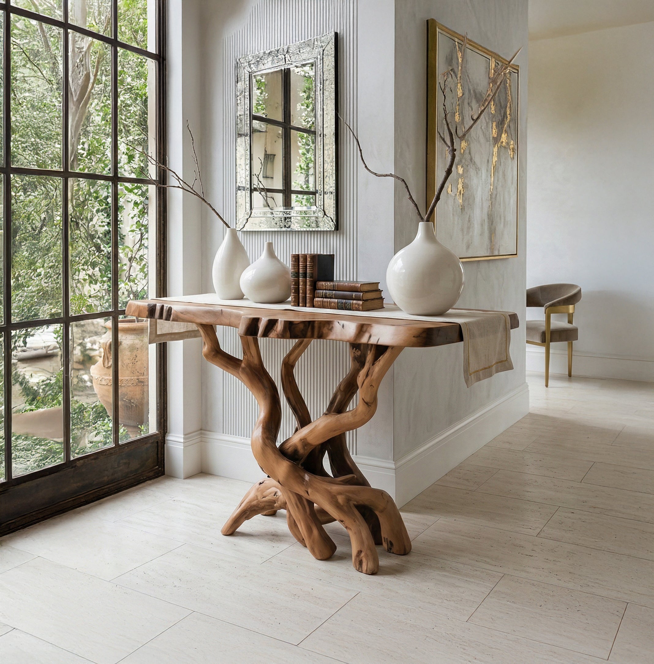 Live Edge Consoletafel van Massief Hout – Handgemaakt Design