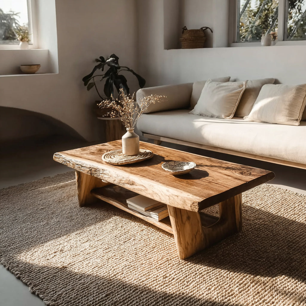 Reclaimed Driftwood Coffee Table – Modern Solid Wood Live Edge Table
