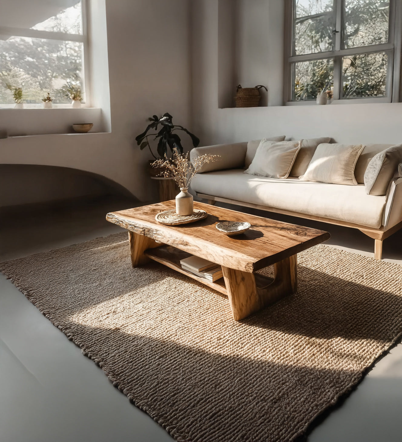 Reclaimed Driftwood Coffee Table – Modern Solid Wood Live Edge Table