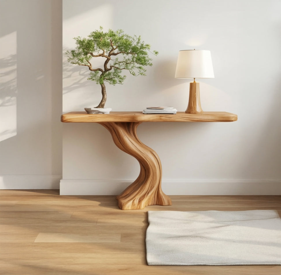 Massief Houten Consoletafel Live Edge – Smalle Haltafel Design