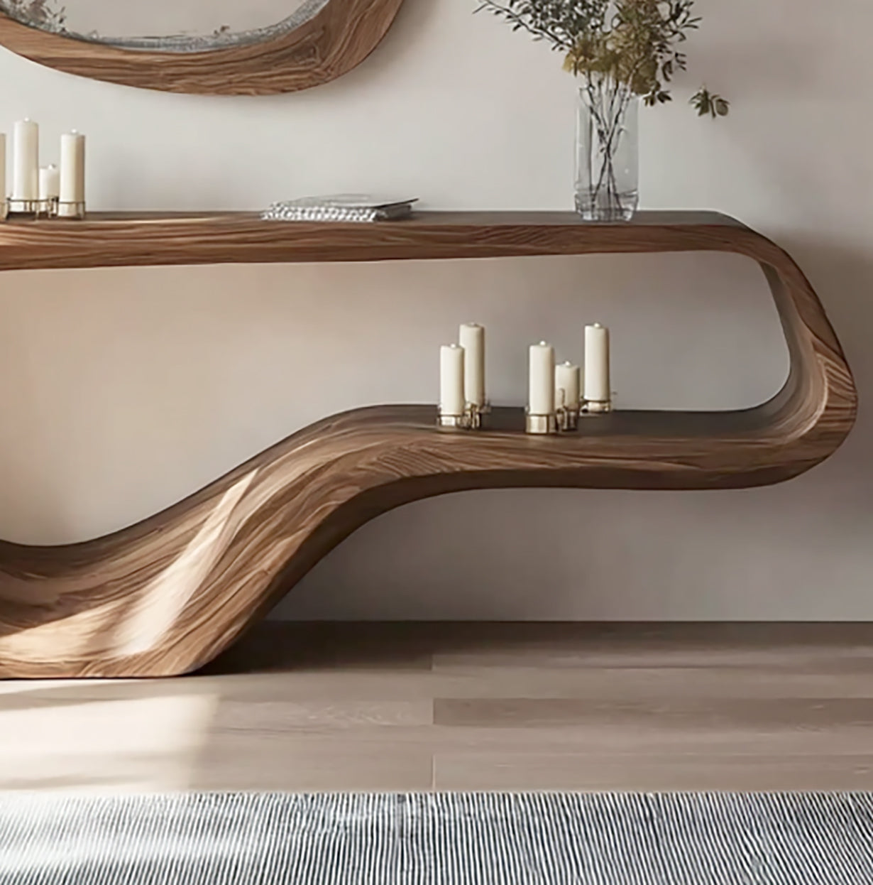 Handgemaakte Live Edge Consoletafel – Massief Houten Haltafel