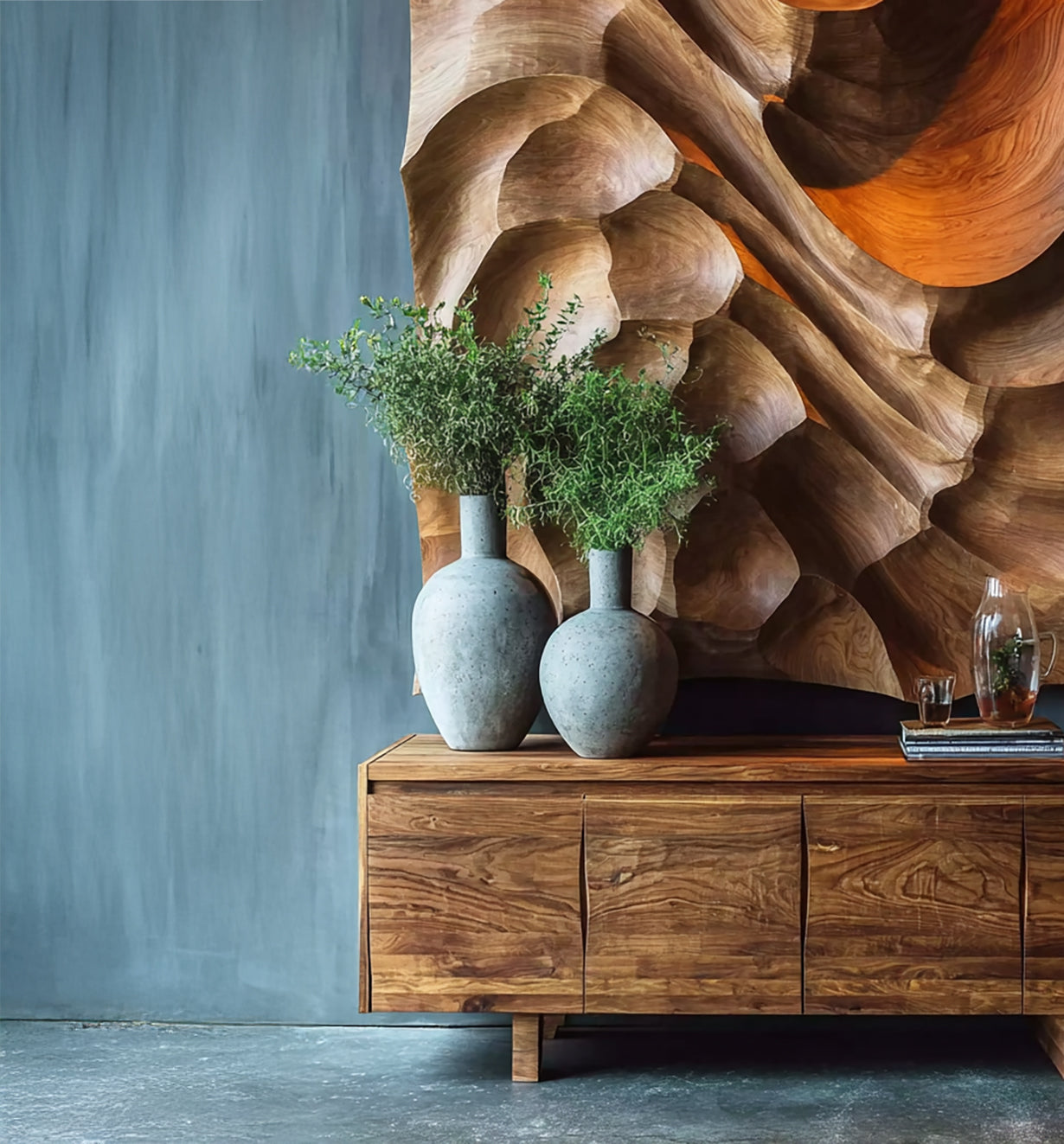 Modern Organic Wood Wall Abstract Wave Panel – Handmade 3D Art