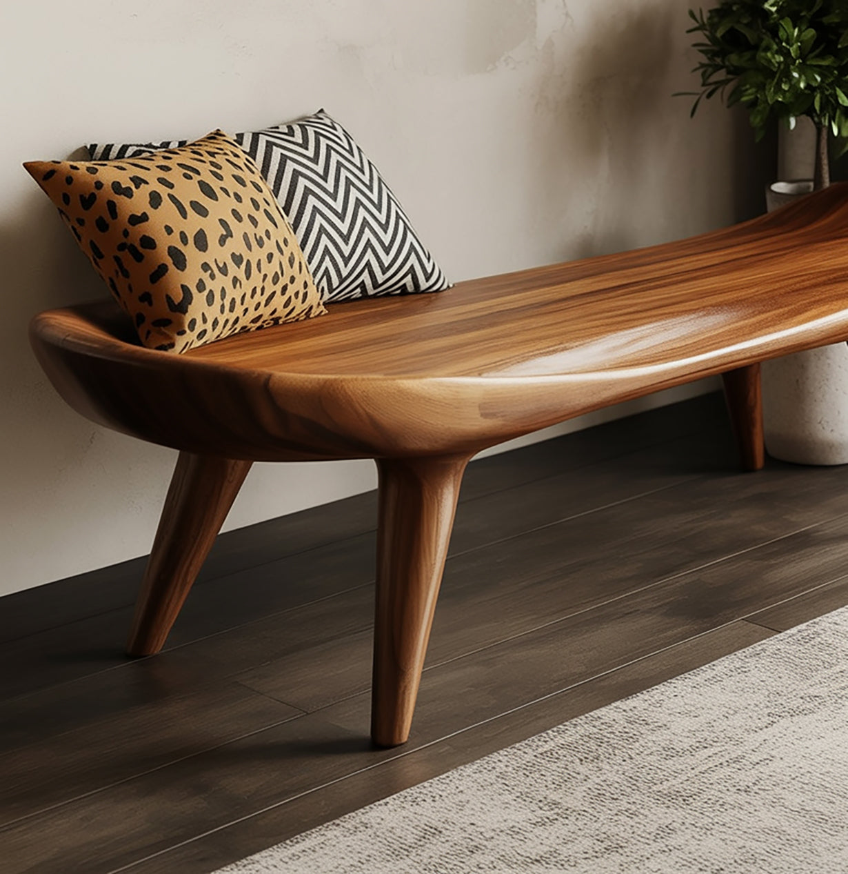 Handgemaakte Massief Houten Bank – Organisch Modern Design