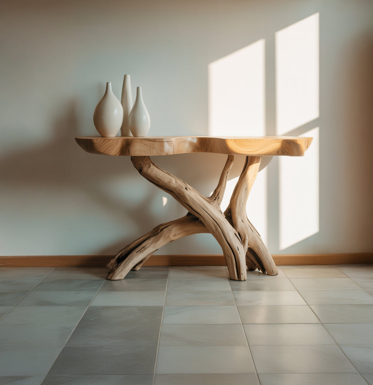 Handgemaakte Live Edge Consoletafel – Massief Houten Haltafel