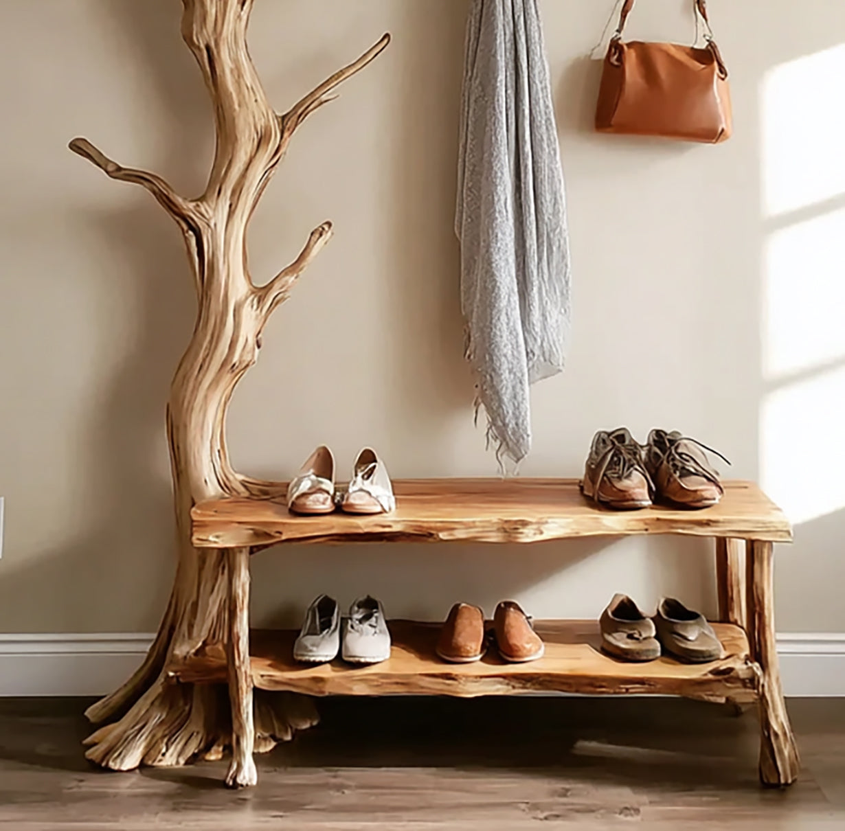 Natuurlijke Boomtak Kapstok – Wandgemonteerde Driftwood Hanger
