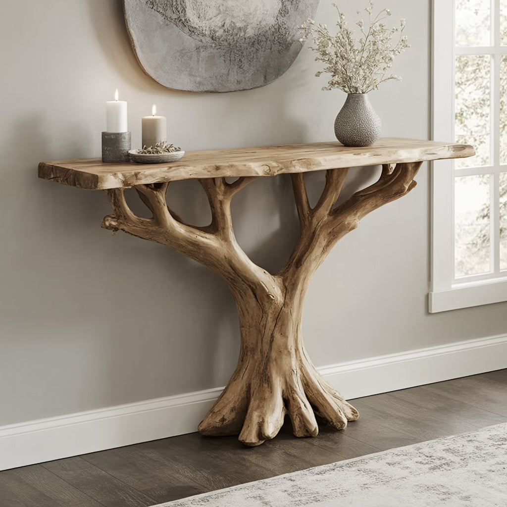 Handgemaakte Live Edge Consoletafel – Rustieke Haltafel