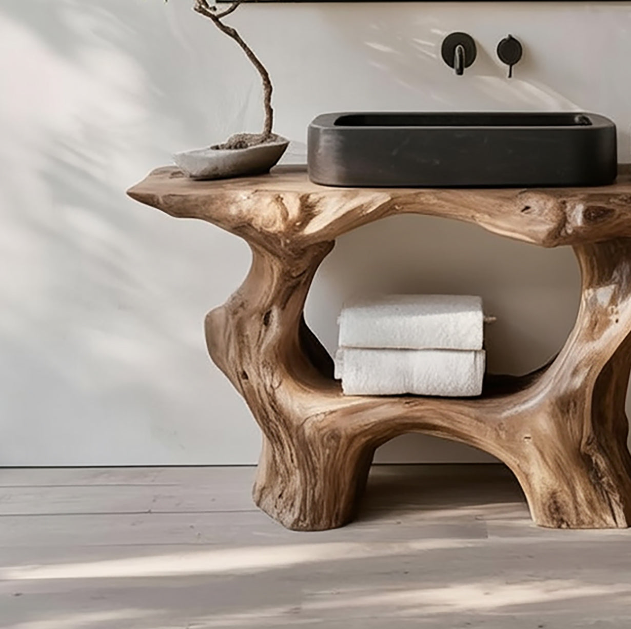 Landelijke Massief Houten Badkamermeubel Voor Een Rustieke Badkamer