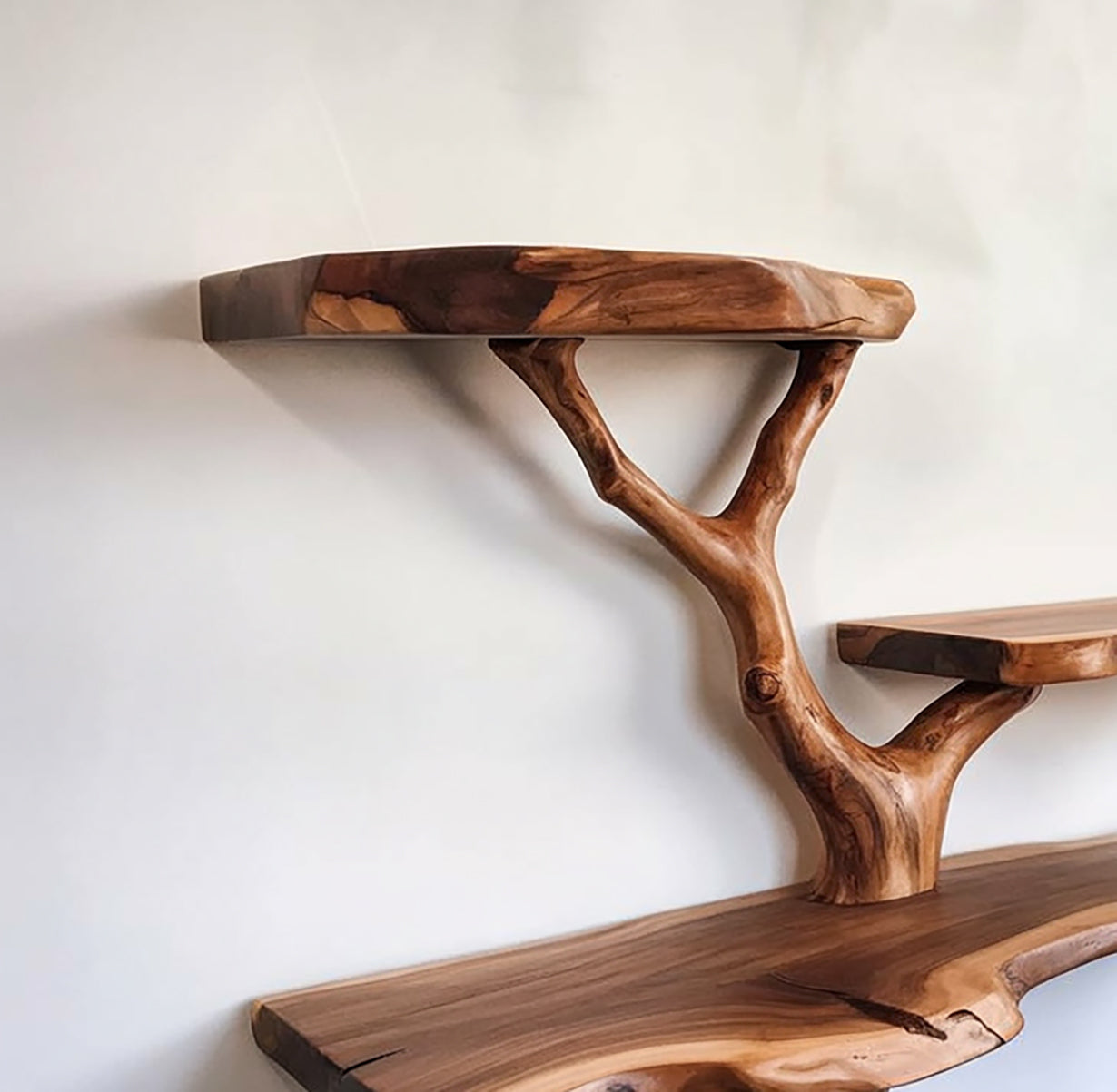 Zwevende Boomtak Wandplank – Natuurlijke Drijfhout Wanddecoratie