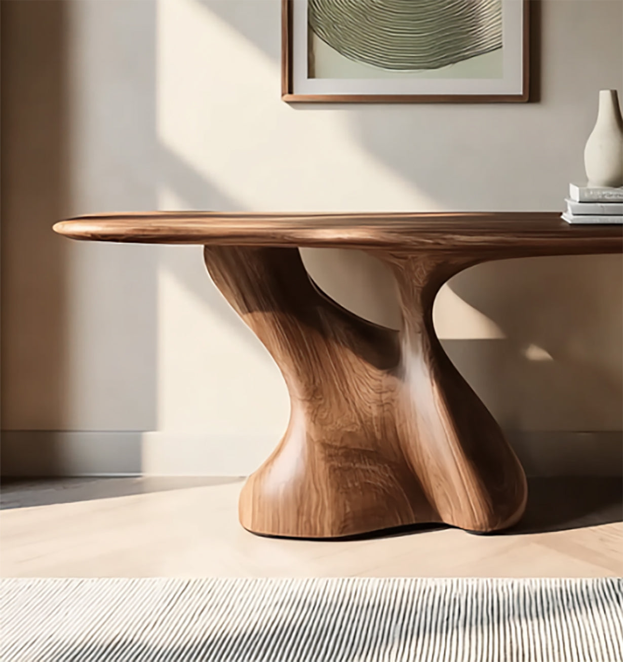 Rustic Console Table with Shelves – Live Edge Reclaimed Wood Entryway Table