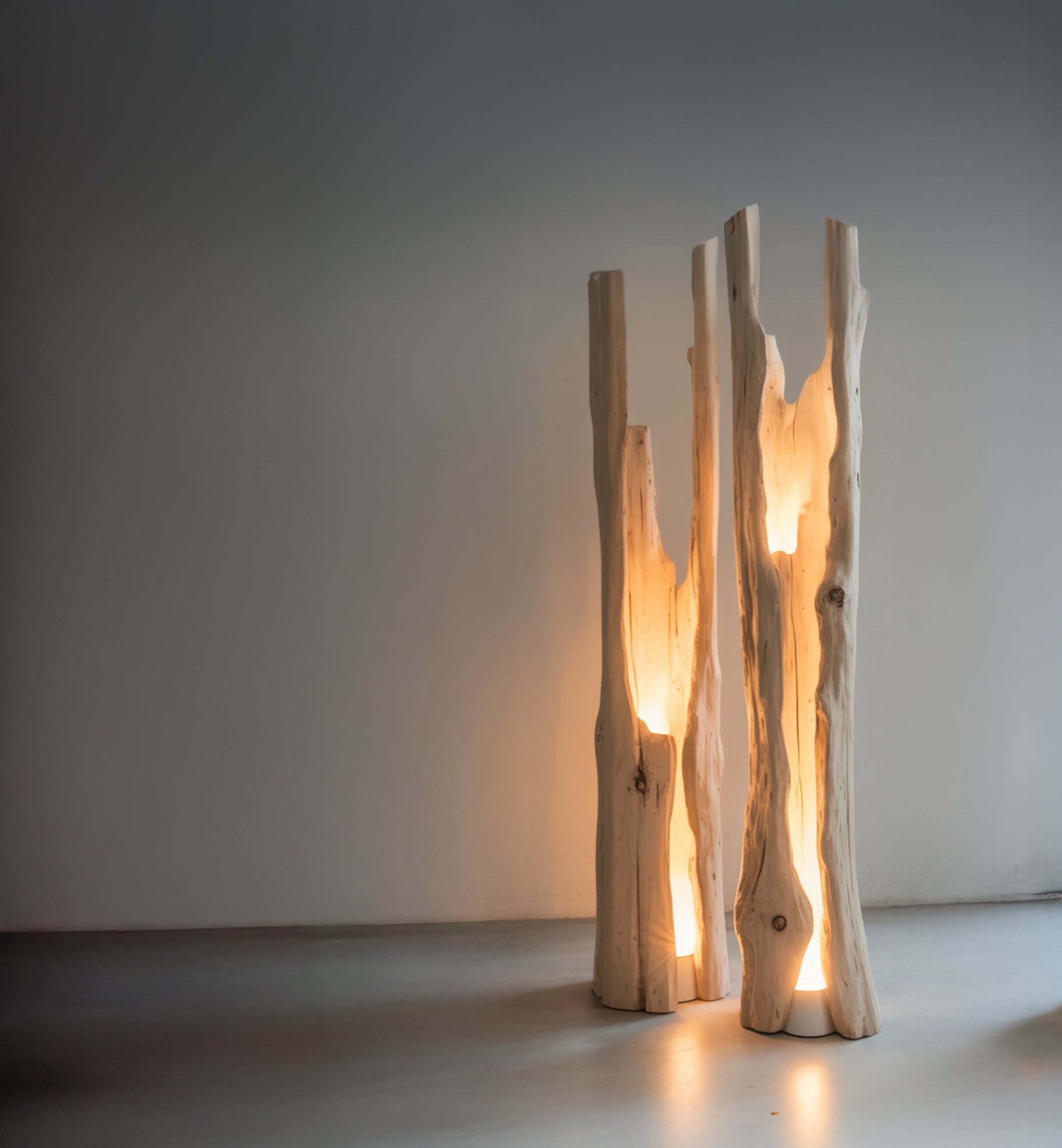 Rustic Driftwood Floor Lamp – Handmade Solid Wood Standing Light for Home Décor