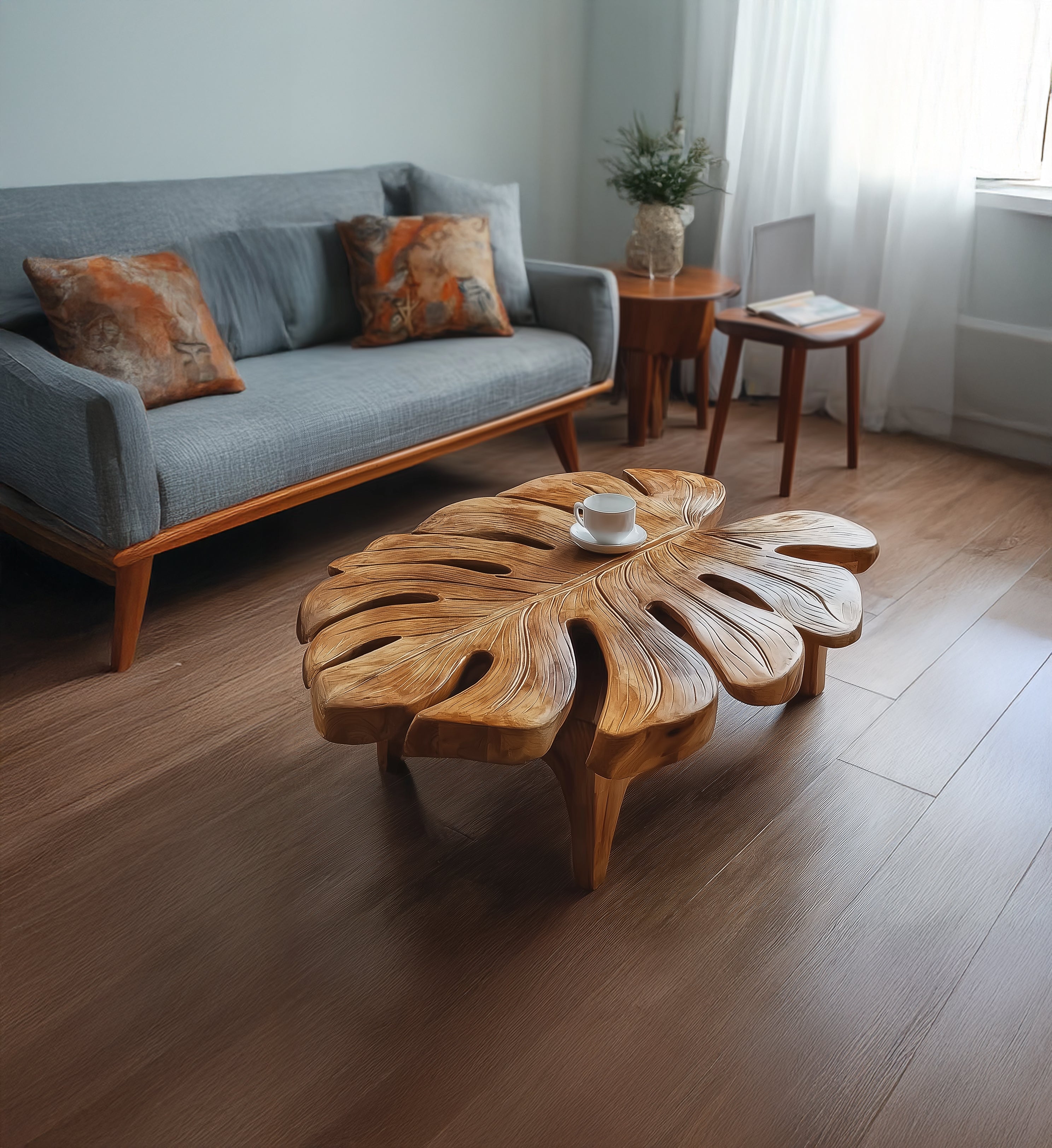 Handgemaakte Salontafel van Massief Hout – Boho & Modern Design