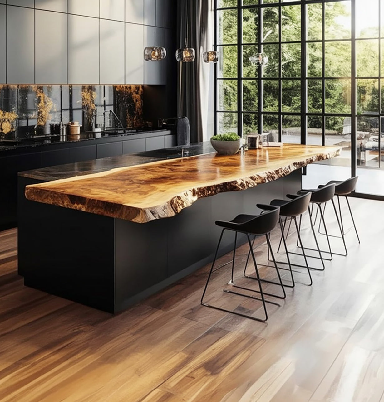 Handcrafted Live Edge Wood Kitchen Island Top – Scandinavian Rustic