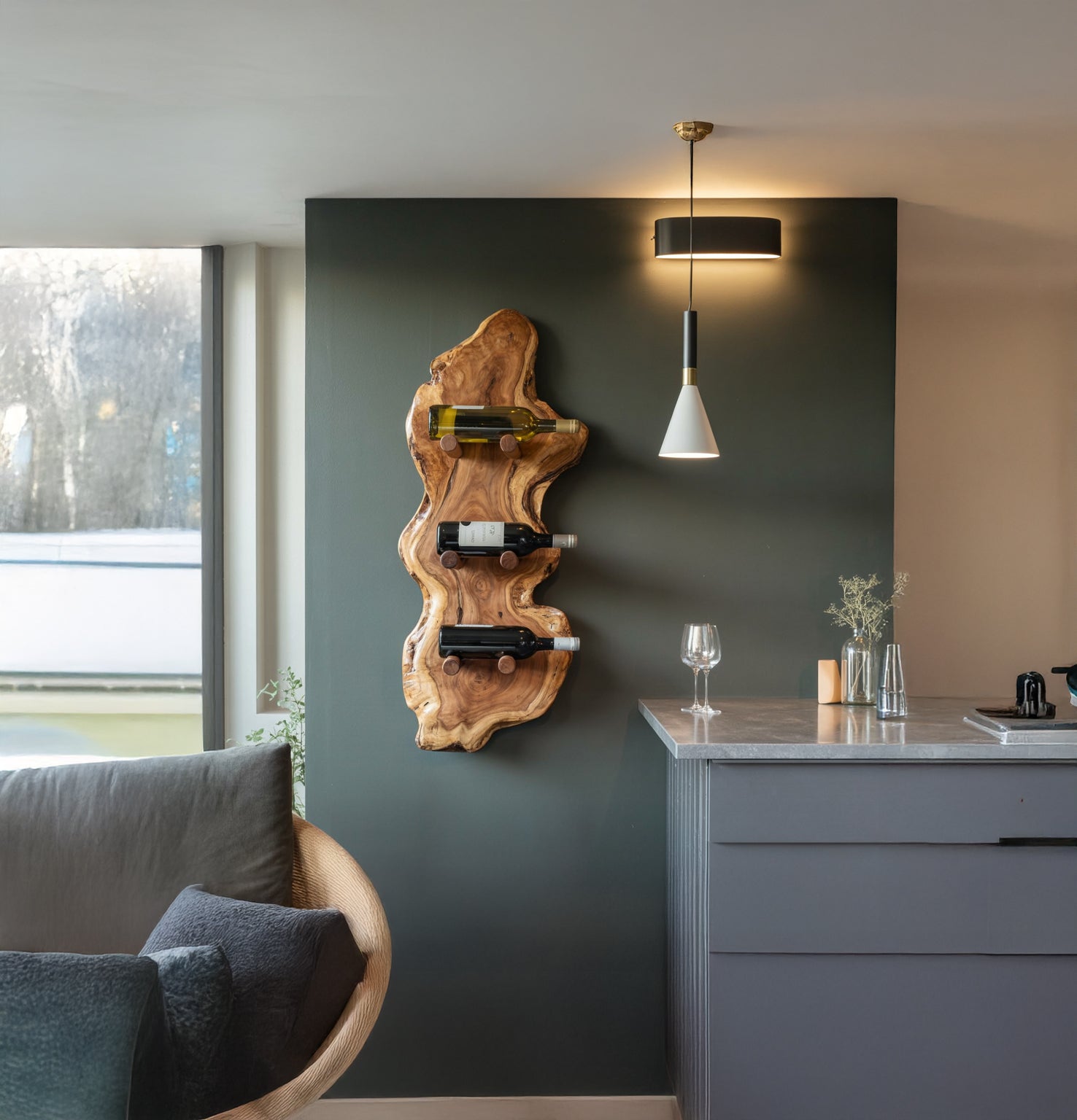 Handcrafted Solid Wood Wine Rack – Rustic Farmhouse Wine Holder for Kitchen or Home Bar