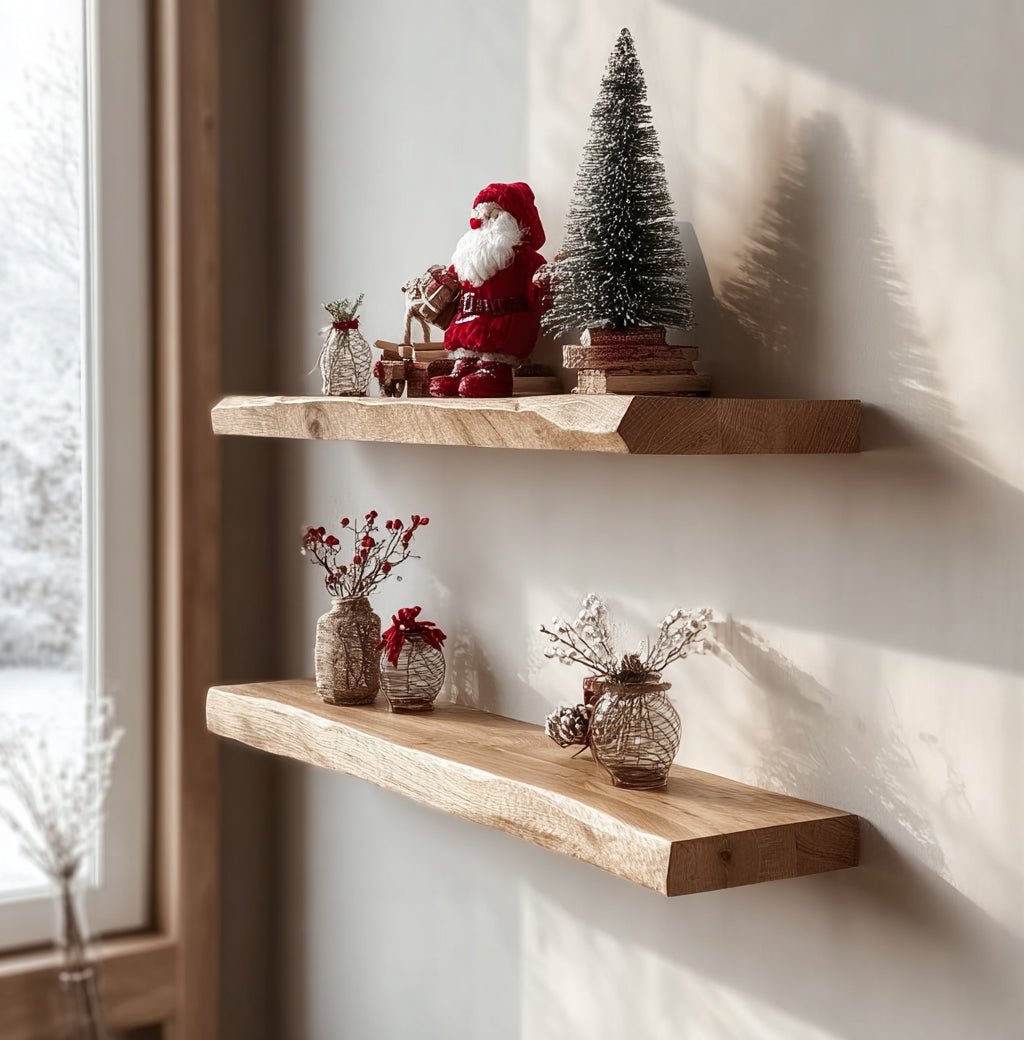 Floating Corner Shelf, Live Edge Shelf, Bookshelf, Nursery, Housewarming Gift