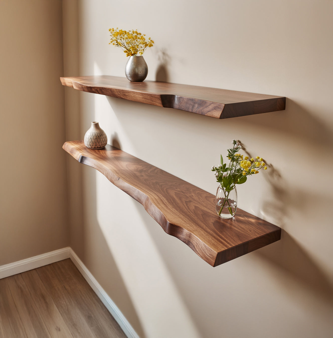 Massief Houten Live Edge Zwevende Plank Voor Woonkamer En Keuken