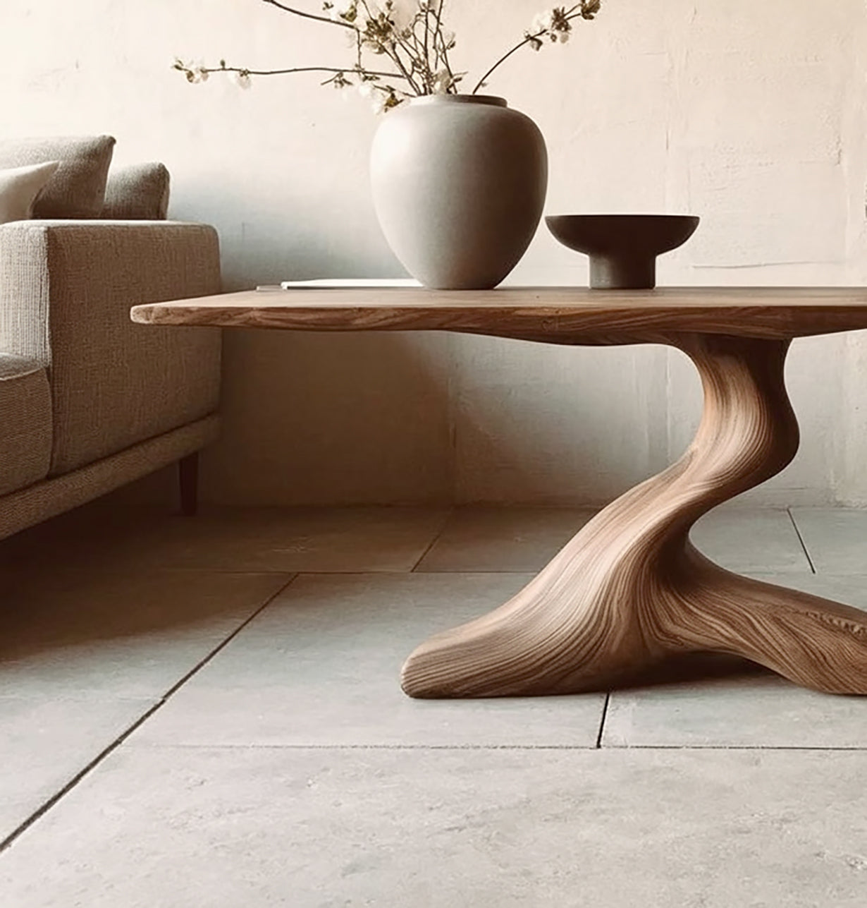 Live Edge Solid Wood Console Table – Handmade Sculptural Entryway & Living Room Table