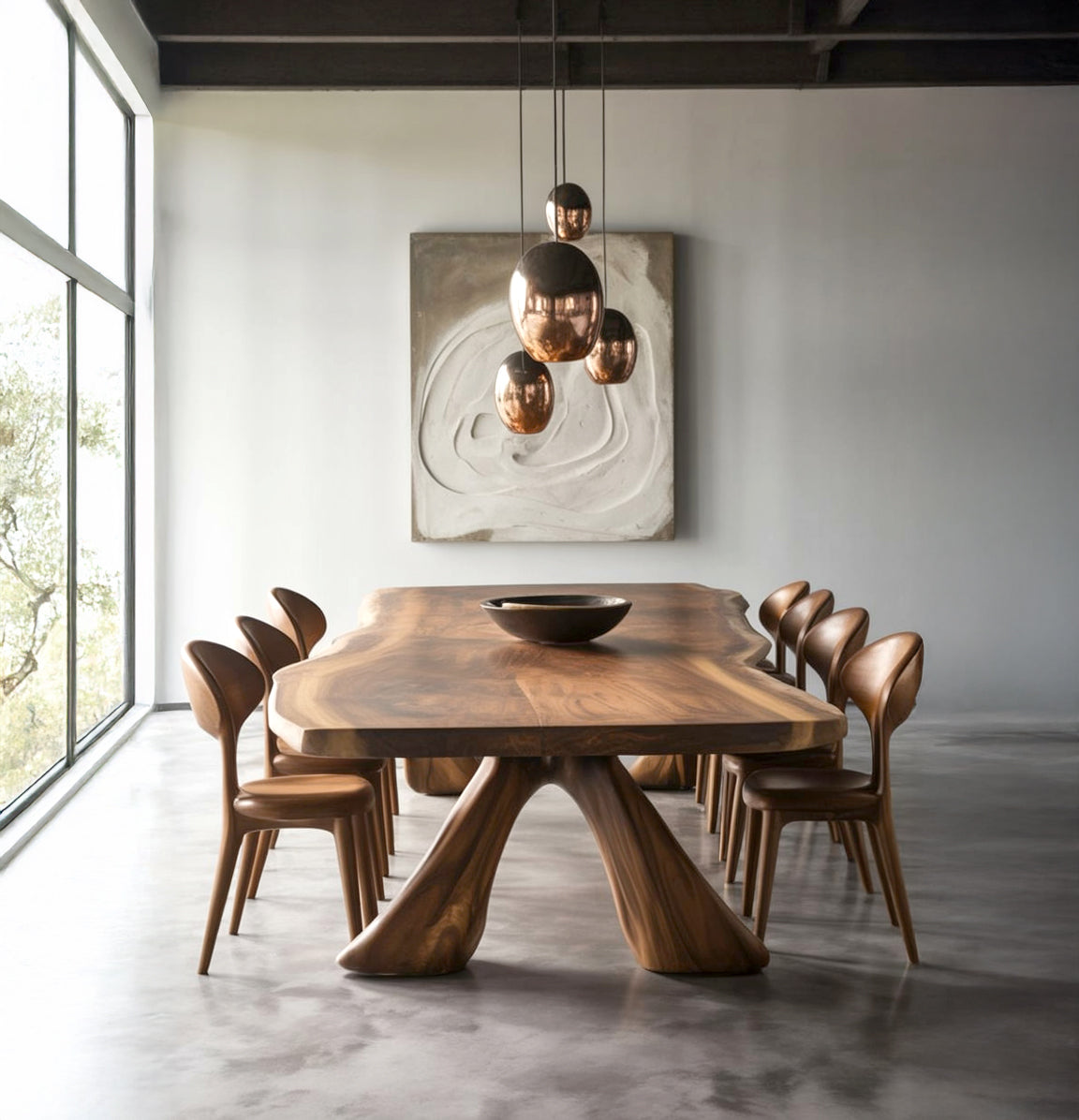 Handcrafted Solid Wood Live Edge Dining Table – Contemporary Organic Modern Furniture