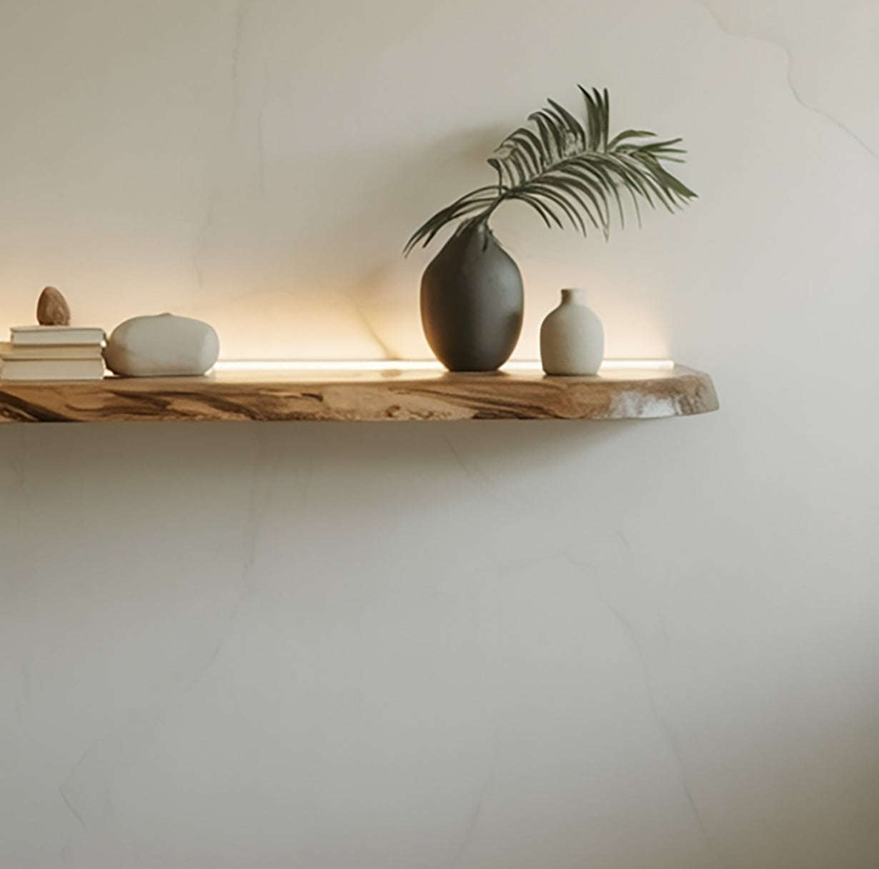 Handgemaakte Live Edge Zwevende Wandplank – Massief Hout