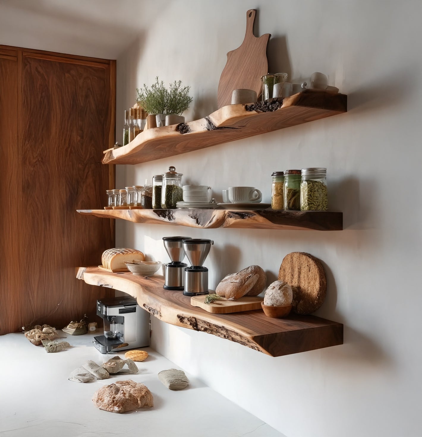 Rustic Live Edge Floating Wall Shelf – Solid Wood Home Decor