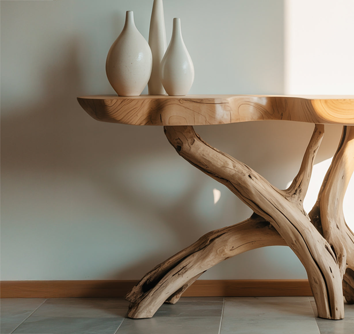 Handgemaakte Live Edge Consoletafel – Massief Houten Haltafel