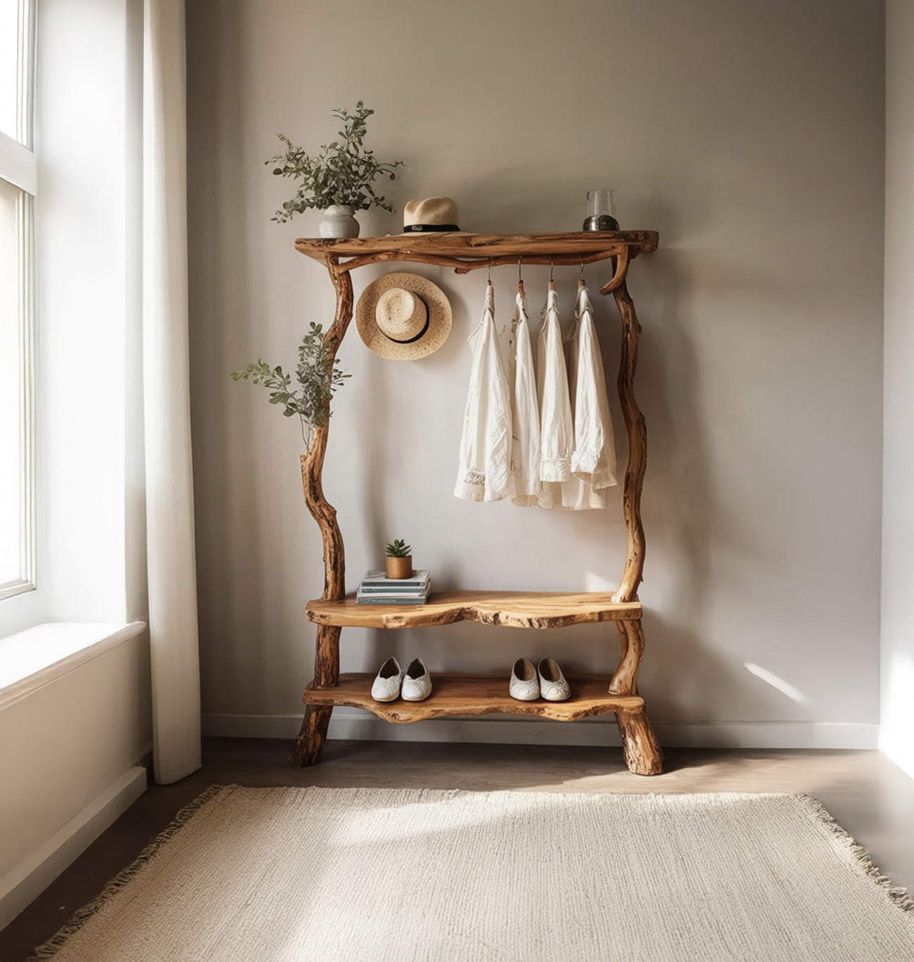 Kapstok van Boomtakken – Driftwood Massief Hout Wandrek