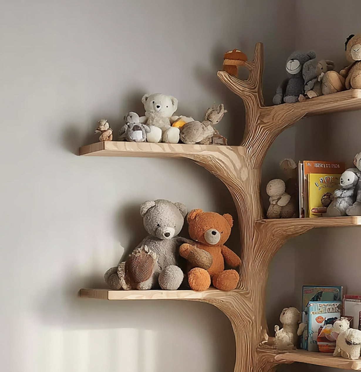 Handgemaakte Montessori Boom Boekenkast – Massief Houten Wandplank