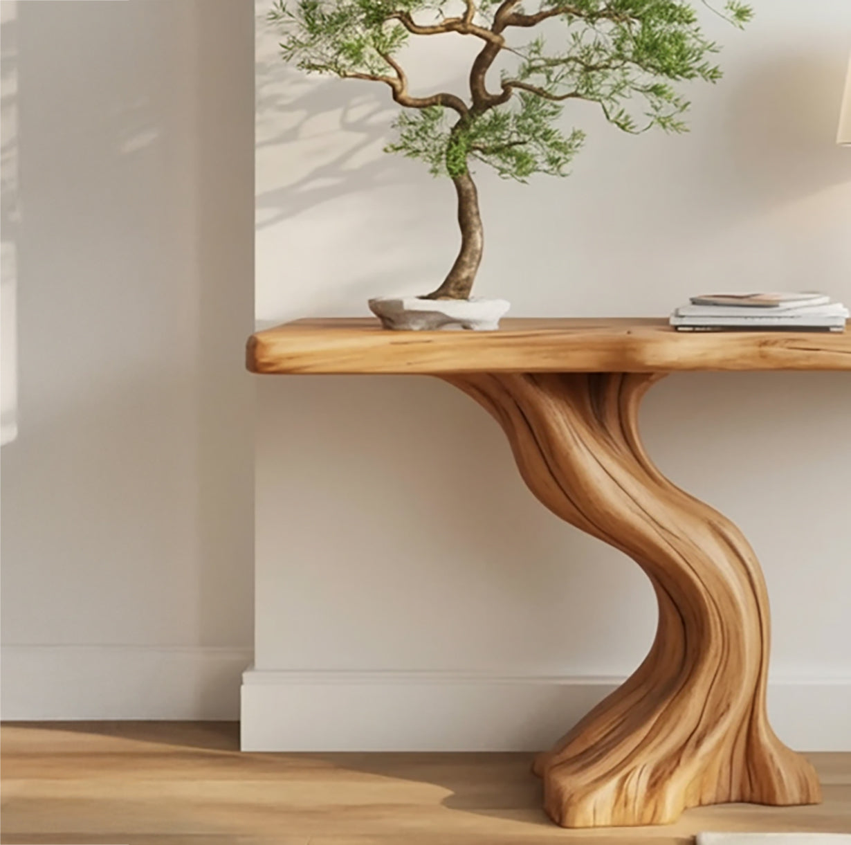 Massief Houten Consoletafel Live Edge – Smalle Haltafel Design
