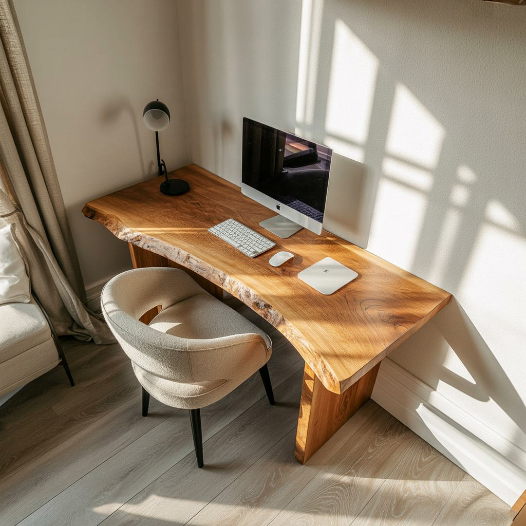 Rustiek Live Edge Schrijfbureau van Massief Hout – Perfect voor Thuiswerkplek of Leeshoek