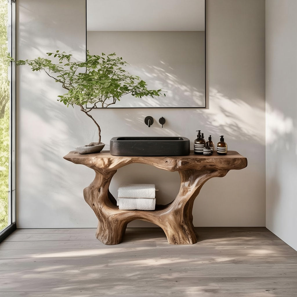 Landelijke Massief Houten Badkamermeubel Voor Een Rustieke Badkamer