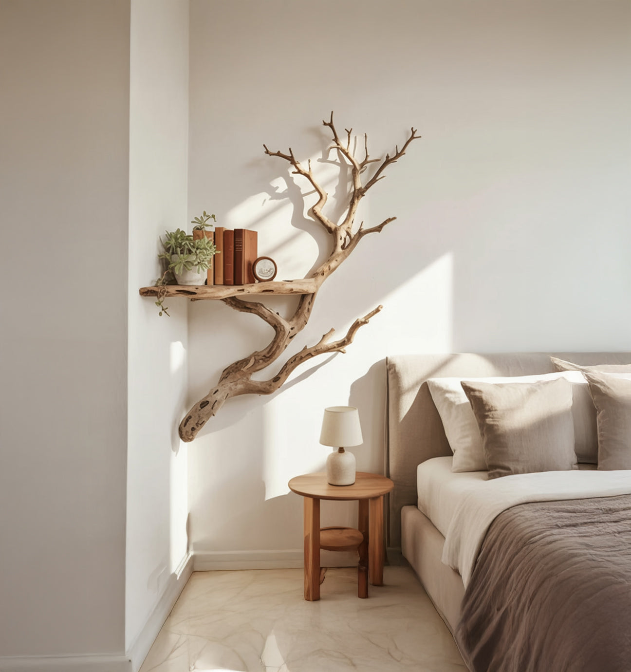 Drijfhout Boekenplank Aan De Wand – Boomtak Hoek Zwevend Decor
