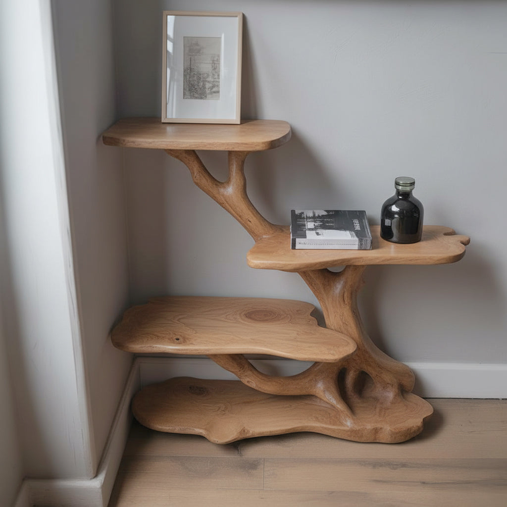 Drijfhout Nachtkastje – Boomtak Bedside Boekenplank Rustiek