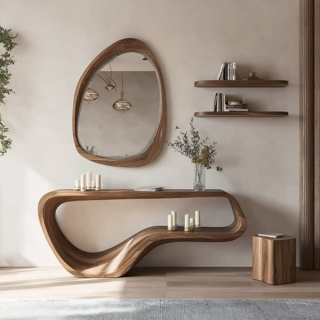 Handgemaakte Live Edge Consoletafel – Massief Houten Haltafel