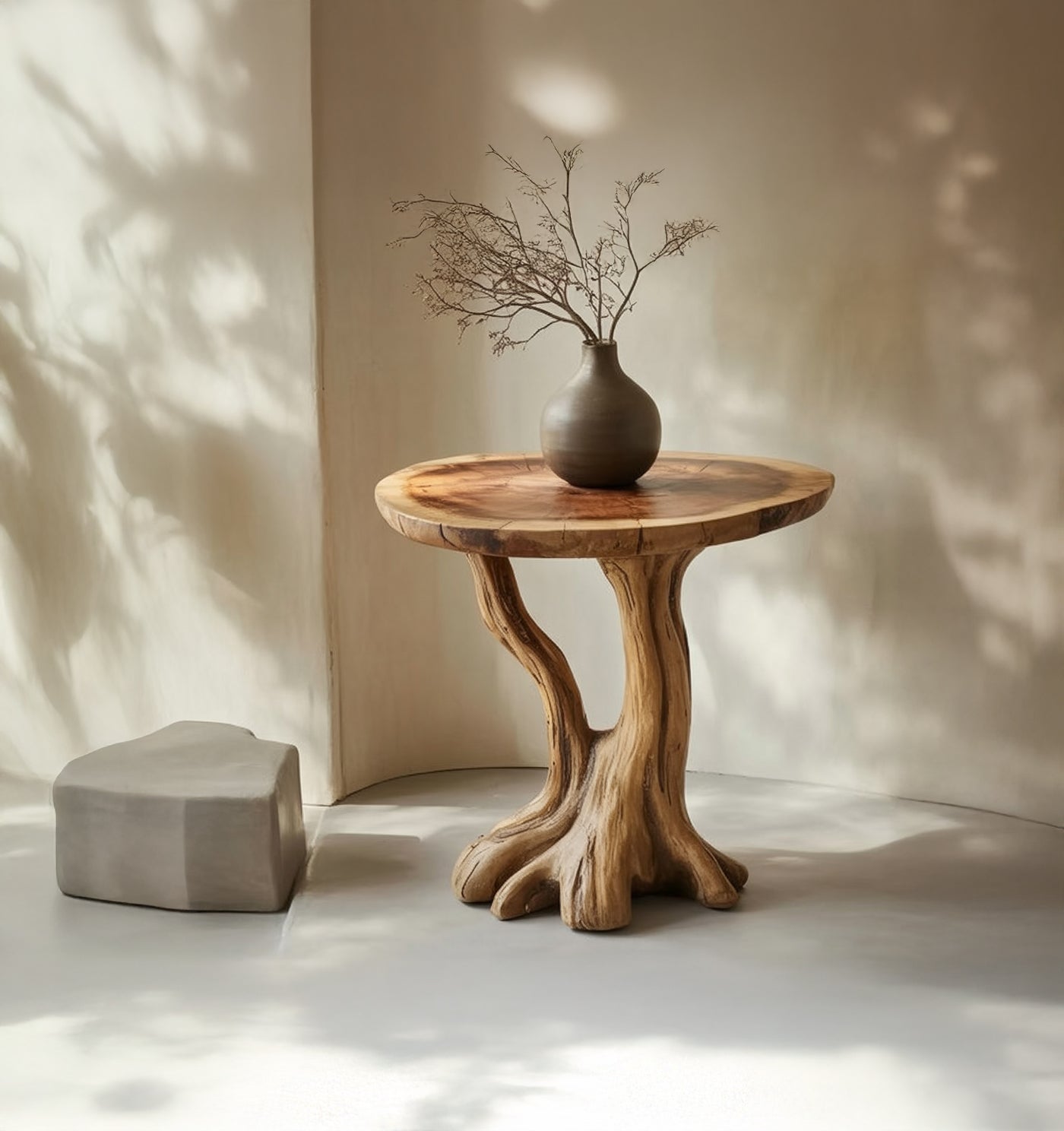 Rustic Live Edge End Table – Handmade Solid Wood Side Table