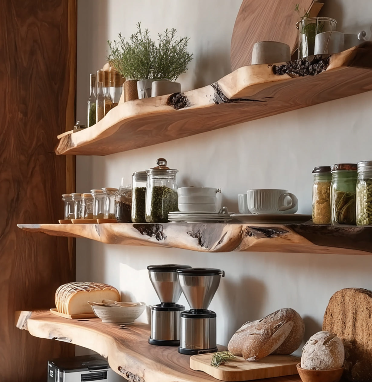 Rustic Live Edge Floating Wall Shelf – Solid Wood Home Decor