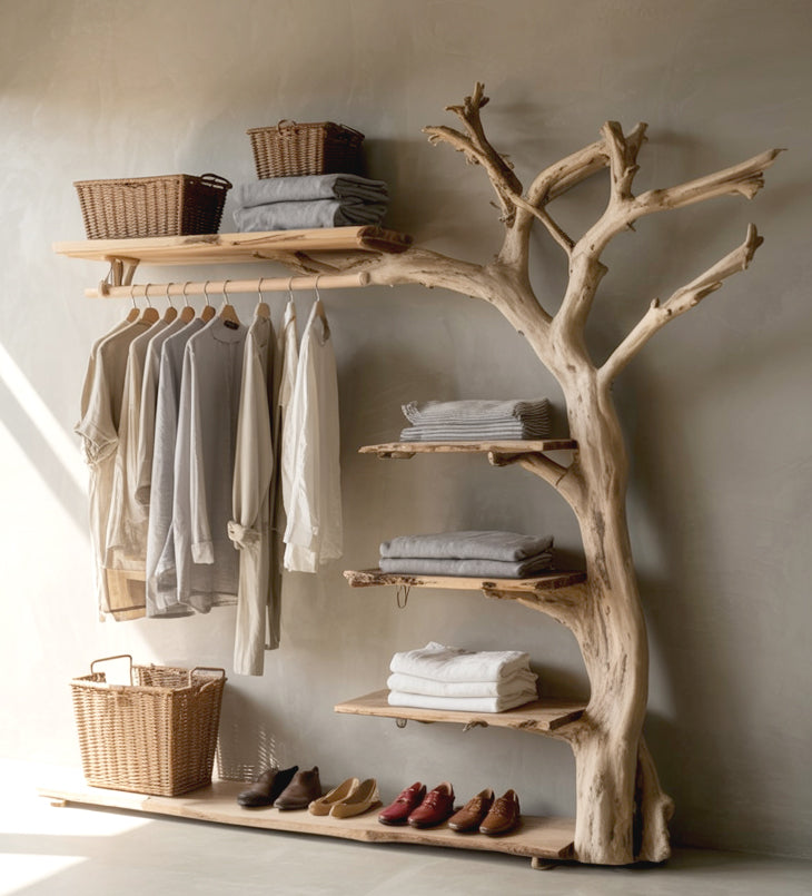 Solid Wood Coat Hanger Stand Coat Rack with Shelf – Personalized Wall Hooks