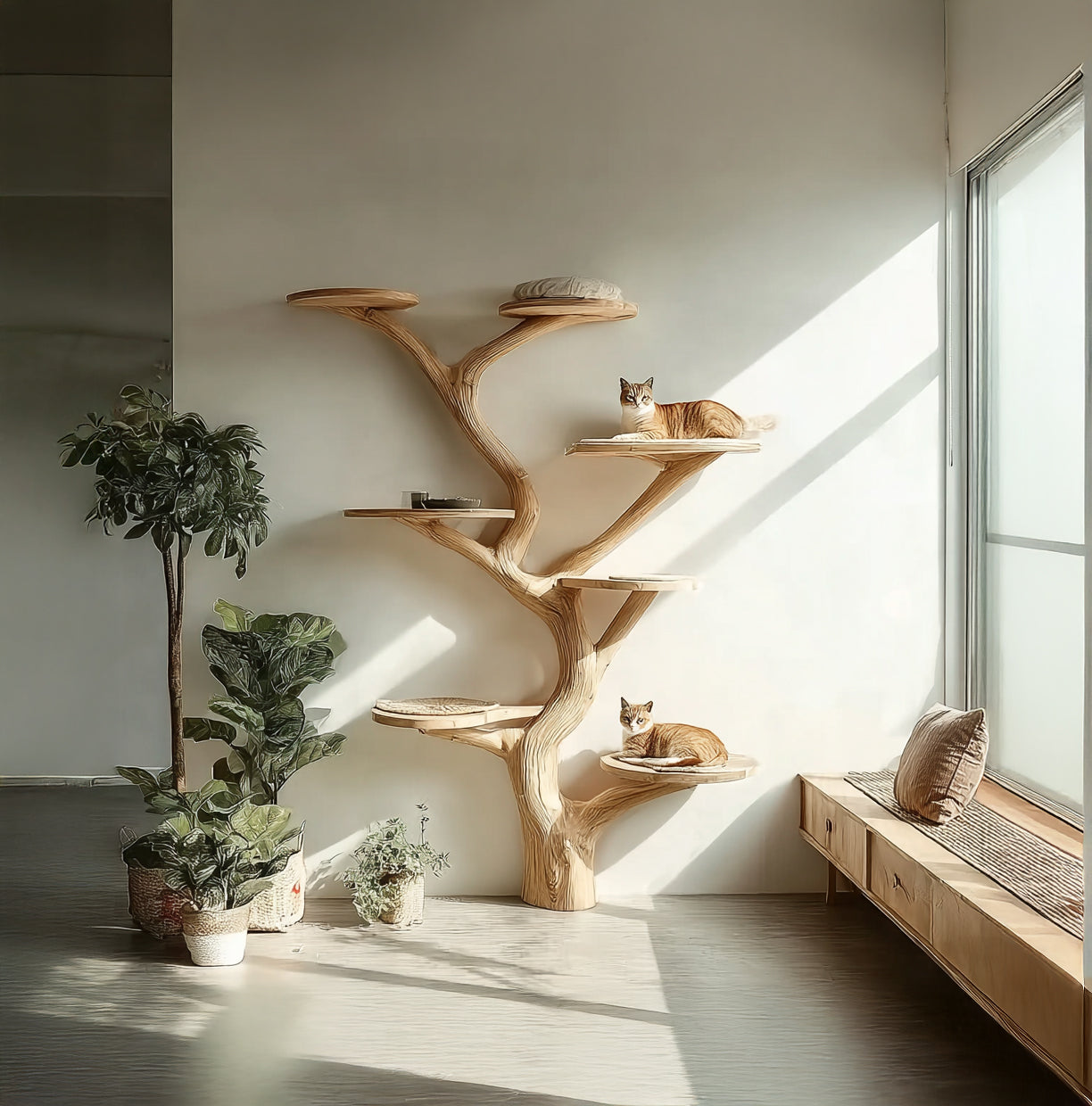 Houten Kattenboom van Driftwood – Wand Kattenklimtoren