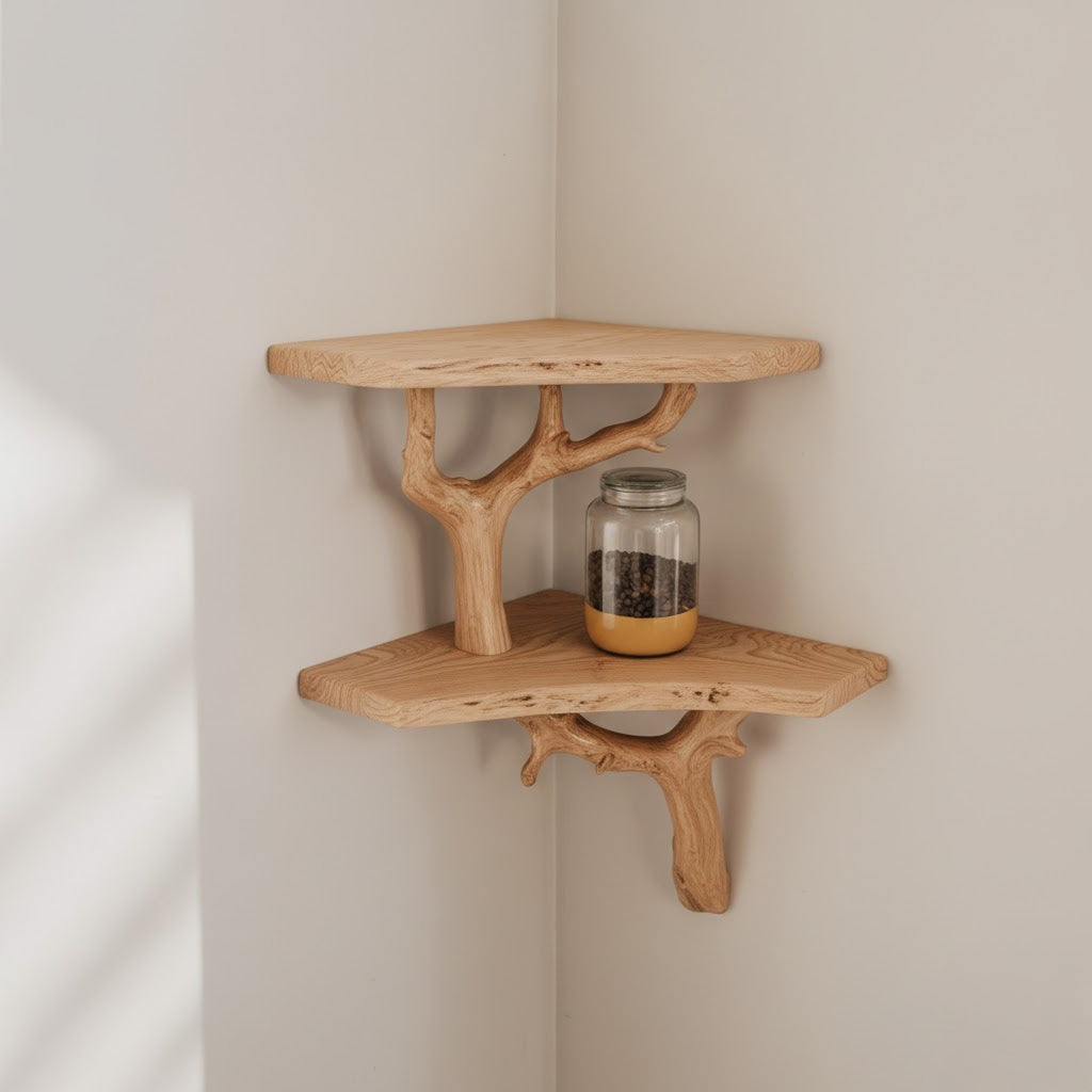 Drijfhout Hoek Wandplank – Massief Houten Boomtak Boekenplank