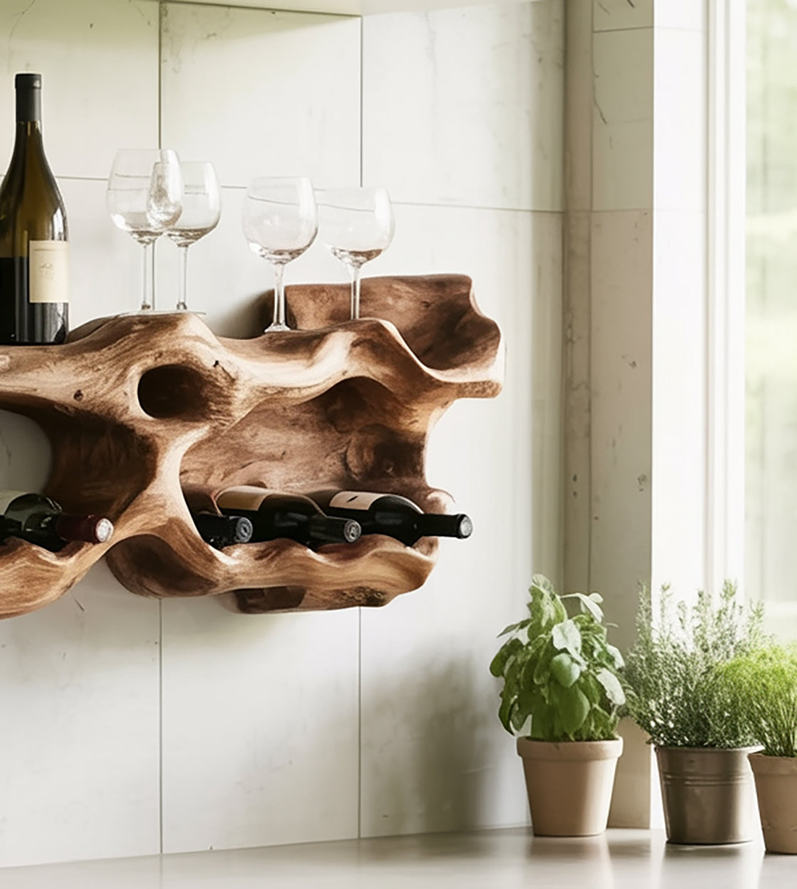 Handgefertigtes Weinregal aus Holz – Rustikales Wandregal als Weihnachtsdeko