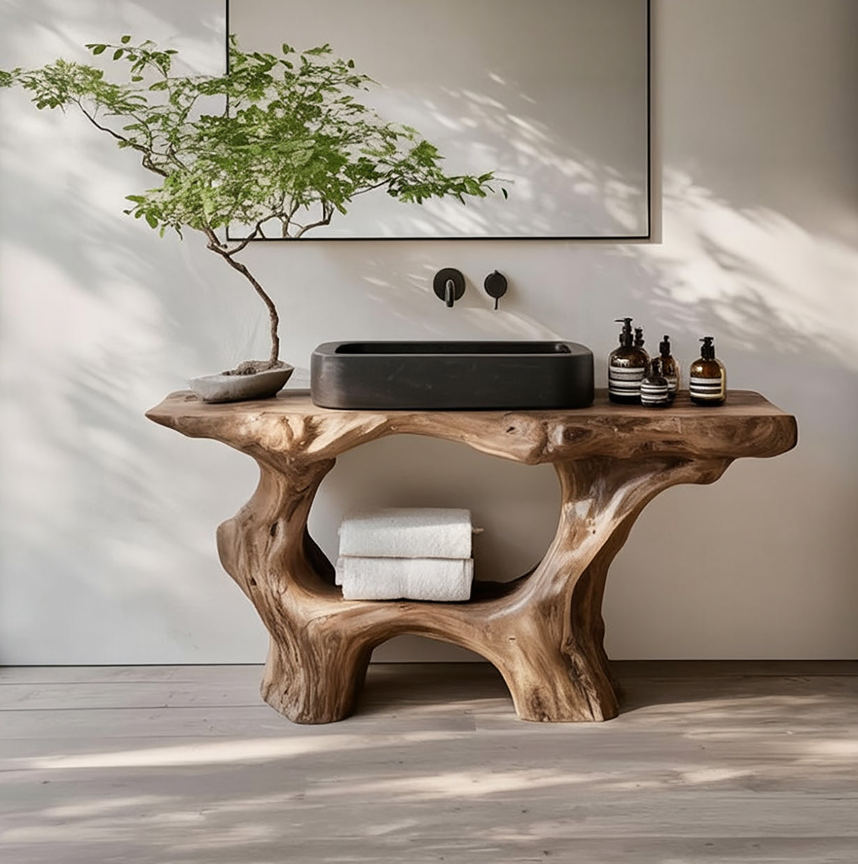 Landelijke Massief Houten Badkamermeubel Voor Een Rustieke Badkamer