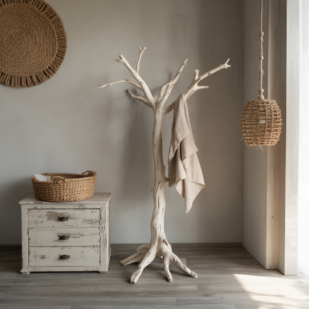 Handmade Wooden Tree Coat Rack – Rustic Solid Wood Hall Tree, Eco-Friendly Entryway Organizer