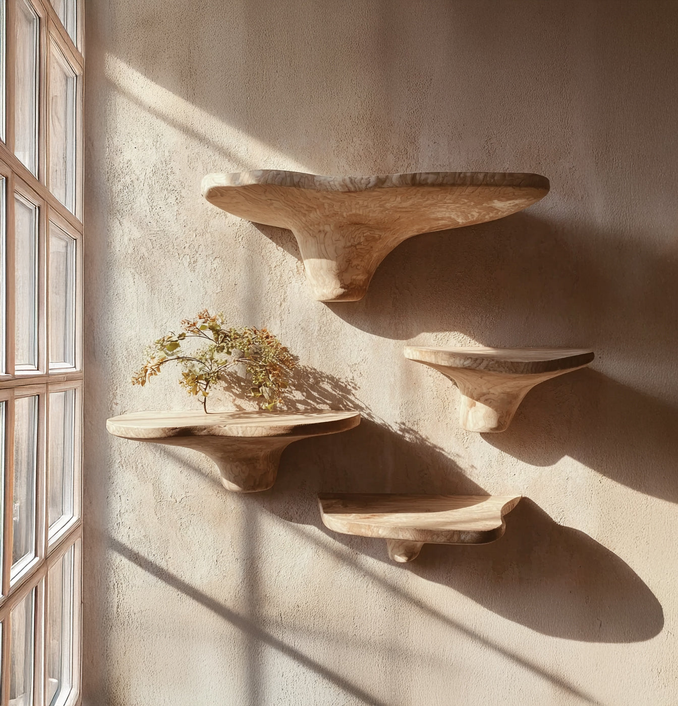 Rustieke Paddenstoel Zwevende Planken Met Verborgen Beugels Hout Decor