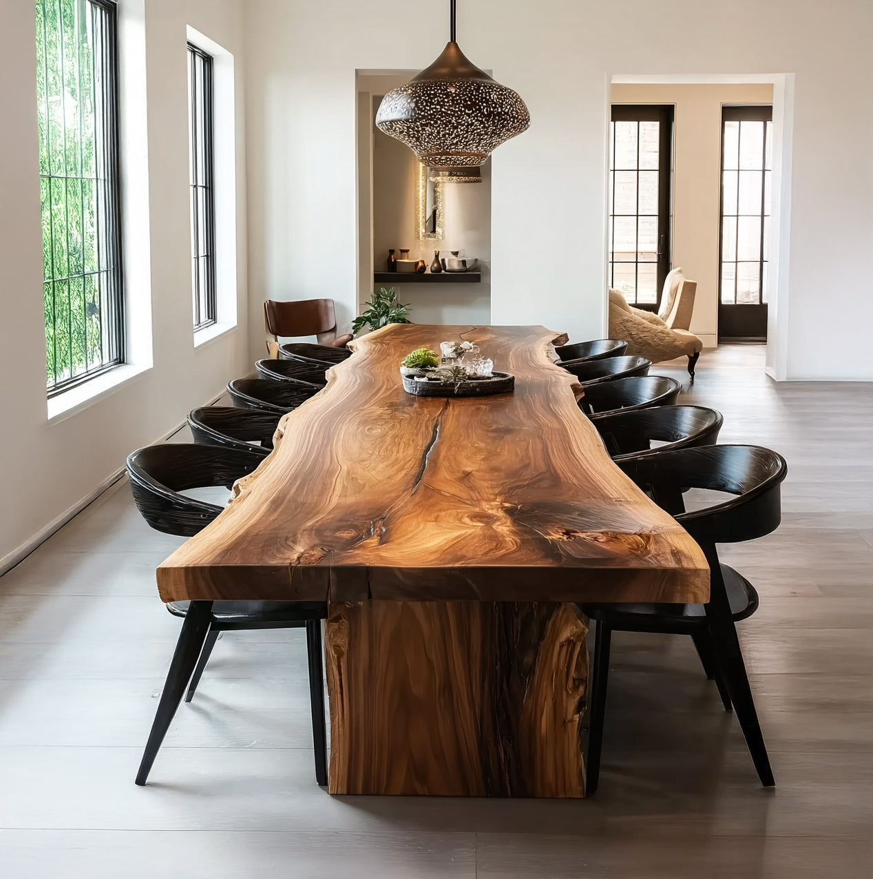 Handcrafted Live Edge Wood Dining Table – Premium Solid Wood Slab with Natural Organic Shape