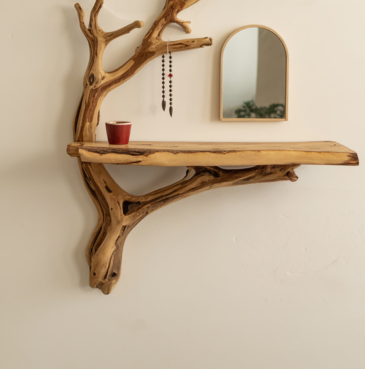 Drijfhout Boom Sieradenplank – Handgemaakte Zwevende Houten Organizer