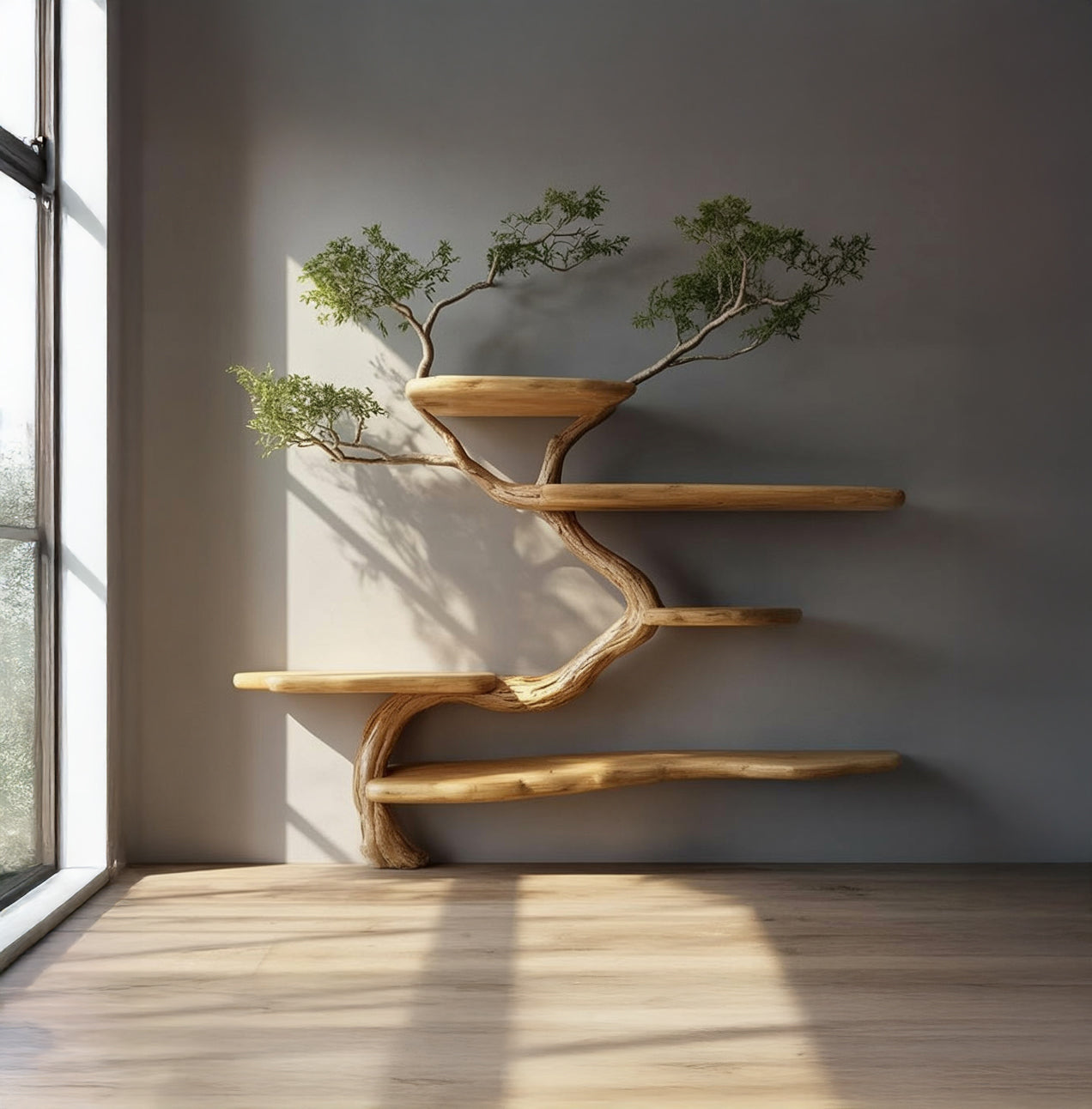 Boomvormige Boekenkast van Massief Hout – Natuurdesign