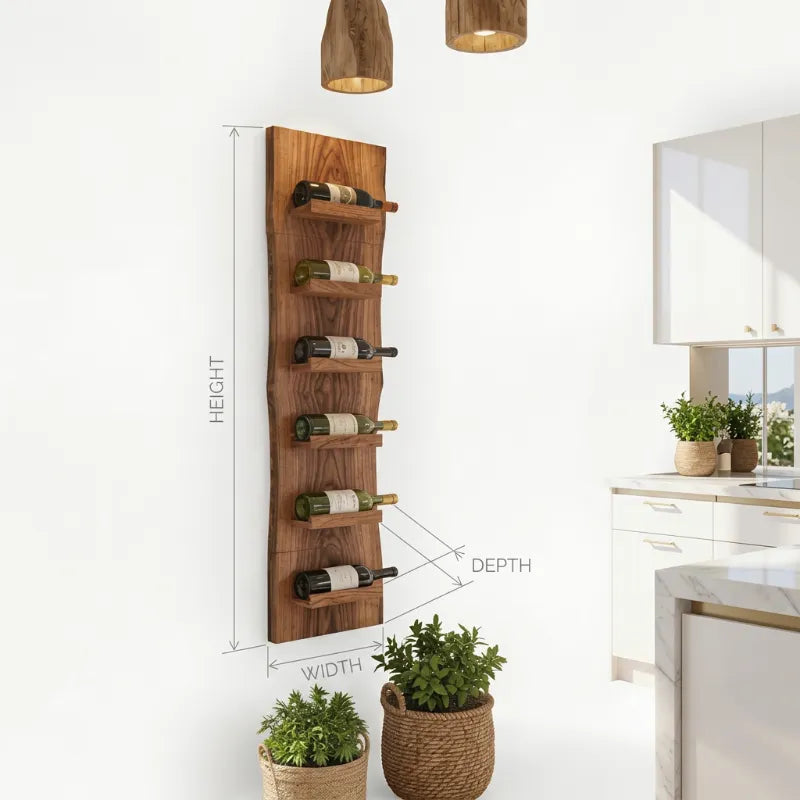 Verticaal Boomrand Wandwijnrek - Massief Hout Flessenrek